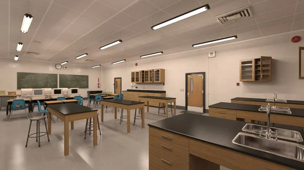 Okulun 3 boyutlu resim sınıfında öğrenci ve öğretmen yok.
