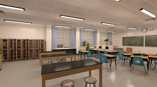 Okulun 3 boyutlu resim sınıfında öğrenci ve öğretmen yok.