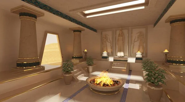 3 boyutlu illüstrasyon fantazisi Mısır tapınağı
