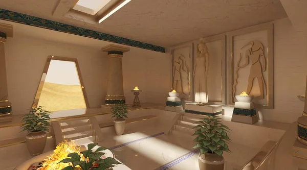 3 boyutlu illüstrasyon fantazisi Mısır tapınağı