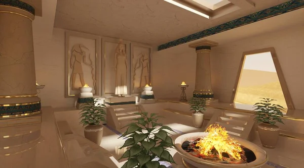 3 boyutlu illüstrasyon fantazisi Mısır tapınağı