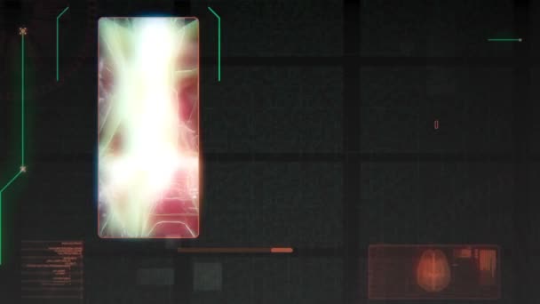 Футуристическая Медицина Hud Экранные Данные Анимация Сканирование Мозговой Активности Человека — стоковое видео