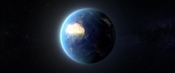 Animatie Van Aarde Vanuit Ruimte Aardbol Draait Van Een Satelliet — Stockvideo