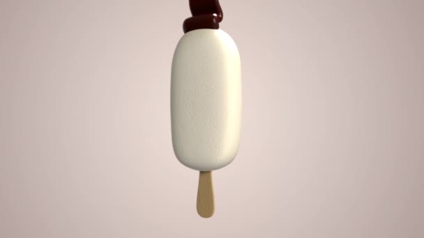 Ζωντανή Σοκολάτα Ρέει Πάνω Λευκό Παγωτό Υγρό Γάλα Αναμειγμένο Γάλα — Αρχείο Βίντεο