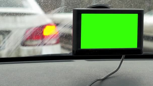 Navigatore Auto Schermo Verde Tasto Chroma — Video Stock
