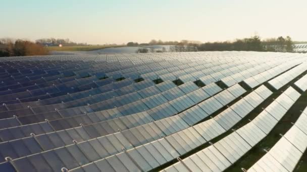 Ekologia Elektrownia Słoneczna Polach Zielona Energia Elektryczna Innowacja Środowisko Naturalne — Wideo stockowe