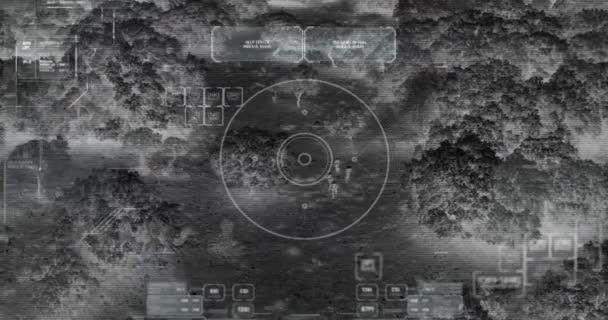 Drone Militare Che Spia Gruppo Soldati Che Pattugliano Campo Dall — Video Stock