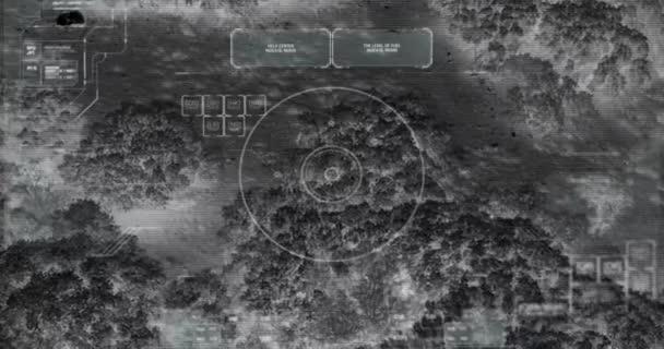 Dron Militar Espiando Grupo Soldados Patrullando Campo Desde Aire — Vídeo de stock