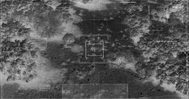 Drone Militare Che Spia Gruppo Soldati Che Pattugliano Campo Dall — Video Stock