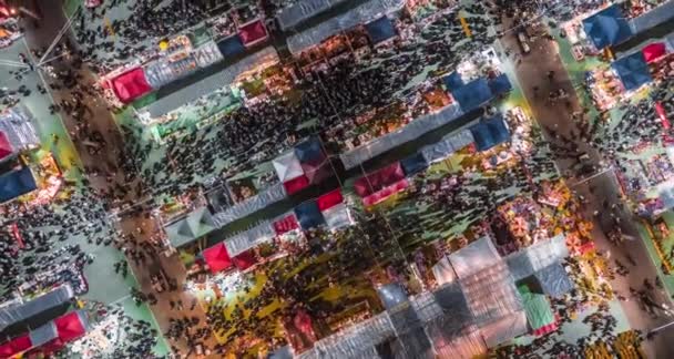 Большая Толпа Людей Воздухе Городского Рынка — стоковое видео