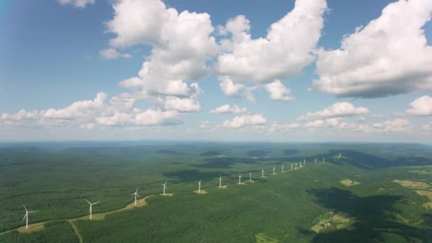 Grandi Turbine Eoliche Con Pale Vista Aerea Campo Parco Eolico — Video Stock