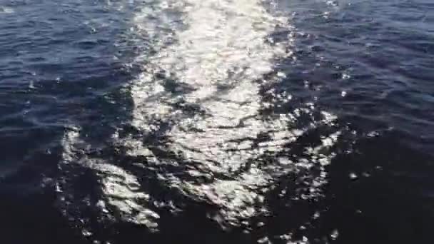 Вітрильник Пливе Морі Сяюче Сонце Широка Поверхня Океанічних Хвиль — стокове відео