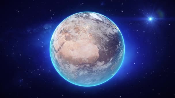 Анімація Землі Космосу Глобус Обертається Супутника Темному Тлі Концепція Космічних — стокове відео