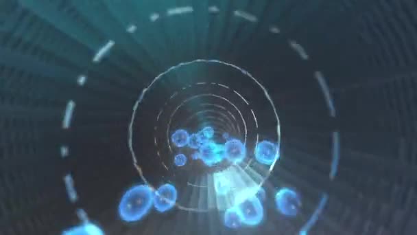 추상적 과학의 터널을 비행하는 비디오 그래픽스 Edm 콘서트 하이테크 에서의 — 비디오