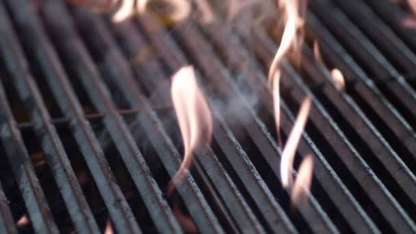 Super Slow Motion Fresh Shrimp Condiments Tossed Burning Grill Grilled — Stock video