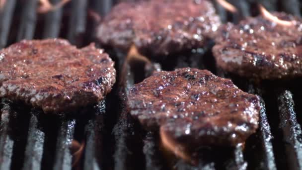 Bucătari Gătit Din Carne Vită Carne Porc Pentru Burger Carne — Videoclip de stoc