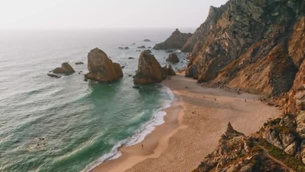 Portugal Cliffs Beach Secluded Sand Beach Surrounded Cliffs Lagos Algarve — 비디오