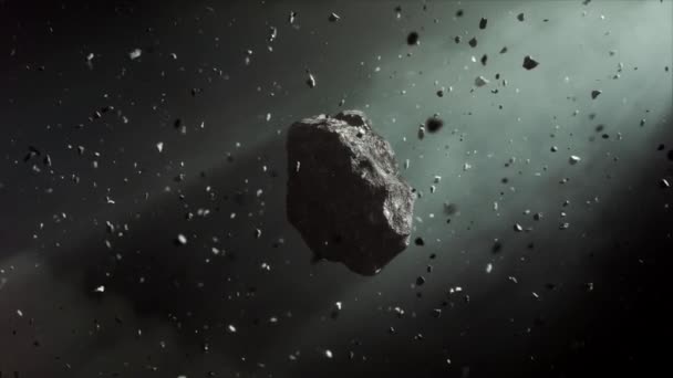 Amazing Asteroid Field Beautiful Cinematic Flight Dark Deep Space Asteroid — Vídeo de stock