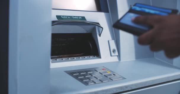 Young Woman Uses Atm Withdraw Money Her Credit Card African — Video