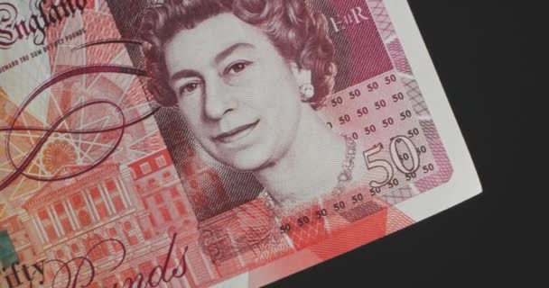 Банкноты Англии Движущемся Фоне Английский Банкнот Которые Могут Свернуты — стоковое видео