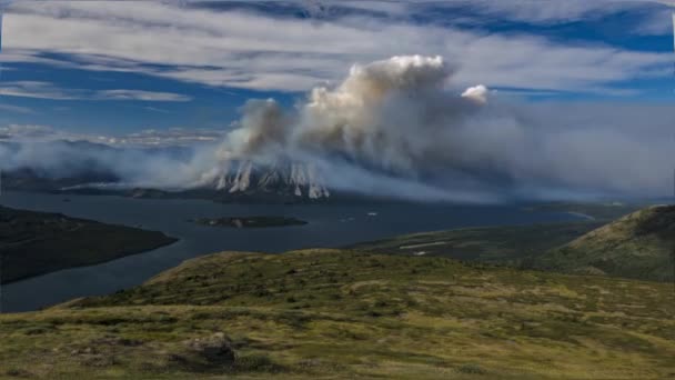 Timelapse Burning Forest Mountains Changing Climate Changing Climate Deforestation Lakes — Vídeos de Stock