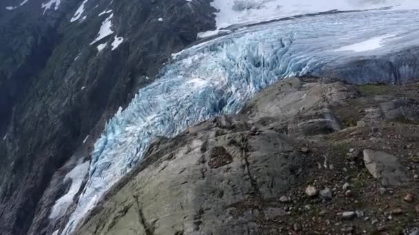 Climate Change Melting Glaciers Snow Ice Rocks Melting Glaciers Dangerous — Vídeos de Stock