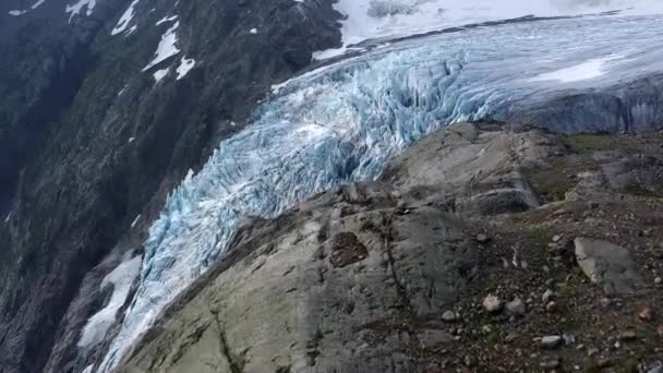 Climate Change Melting Glaciers Snow Ice Rocks Melting Glaciers Dangerous — Stock Video