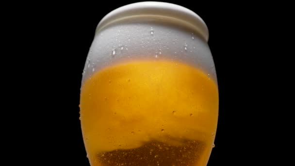 Beer Drink Close Fresh Draft Beer Pouring Beer Glass Nice — Stock Video