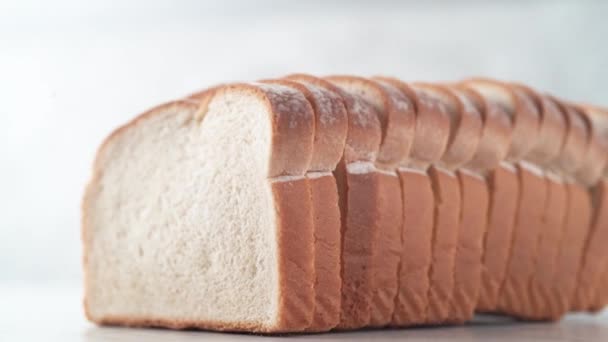 Freshly Baked Natural Bread Kitchen Table Loaf Bread Piece Food — 비디오