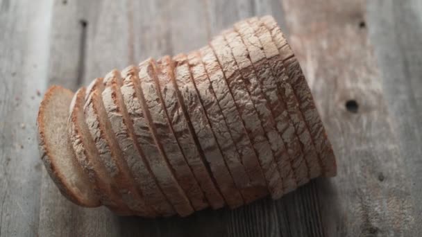 Freshly Baked Natural Bread Kitchen Table Loaf Bread Piece Food — Wideo stockowe