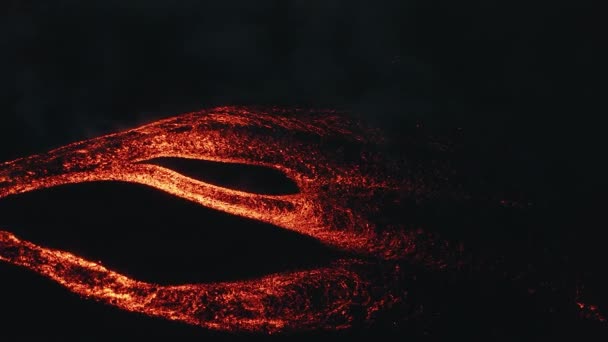 Vulkaanuitbarsting Het Schiereiland Vloeiende Lava Kraters Een Uitbarstende Vulkaan Met — Stockvideo