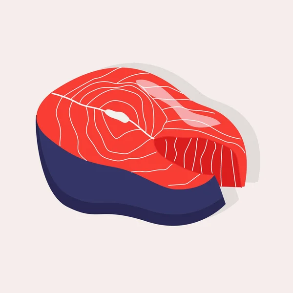 Ljus Illustration Röd Fisk Färsk Tecknad Grönsak Belyses Vit Bakgrund — Stock vektor