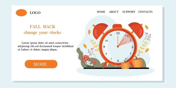 Θερινή Ώρα Εξοικονομεί Χρόνο Έννοια Web Banner Alarm Ρολόι Για — Διανυσματικό Αρχείο