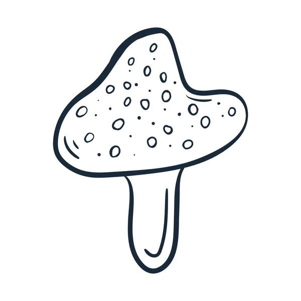 Mushroom Line Art Vector Illustration Doodles Theme Cozy Autumn Cute — Stok Vektör