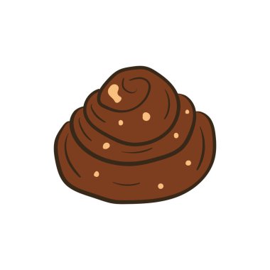 Cinnabon. Sıcak sonbahar temasını karalayan vektör illüstrasyonu. Tebrik kartları, posterler, çıkartmalar ve mevsimlik tasarım için sevimli bir unsur. 