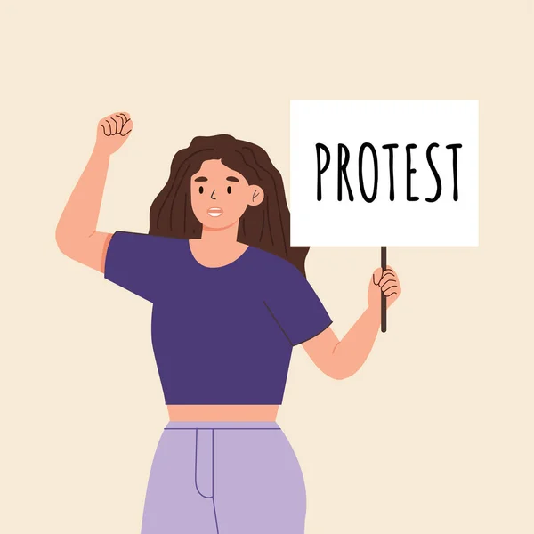 Activist Women Protest Choice Woman Holds Poster Protest Girl Poster — Vetor de Stock