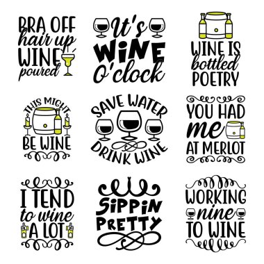 Şarap tişörtü dizayn seti