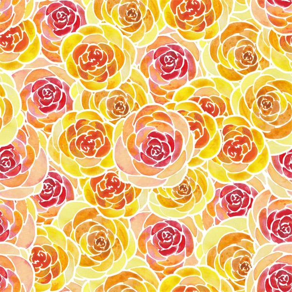 水彩画 描绘玫瑰花叶 节庆卡片和图案 — 图库照片