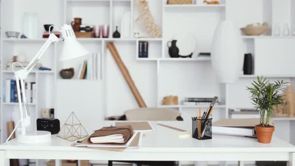 Scandinavian Workspace Loft Design White Furnitures Lamp Standing Table — Video