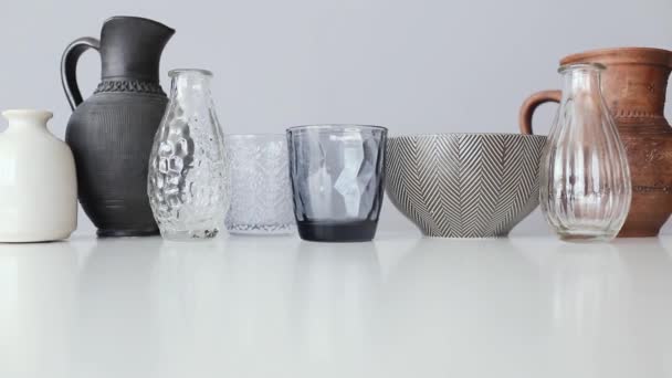 異なる種類の花瓶のセット ロフトデザイン デザインテンプレート — ストック動画