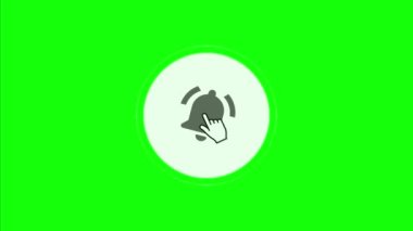 Yeşil arkaplan ile renkli çan bildirim simgesi. İzole edilmiş çalan gri renkli çan simgesi. Gri renkli çan simgesi animasyonu. Sarı zil sesi için yeşil ekran şablonu.