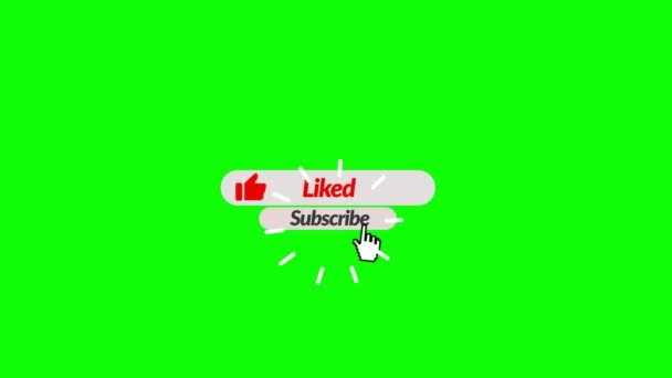 Liked Subscribe Icon Green Screen Isolated Ainmation Subscribe Button Green — Stock Video