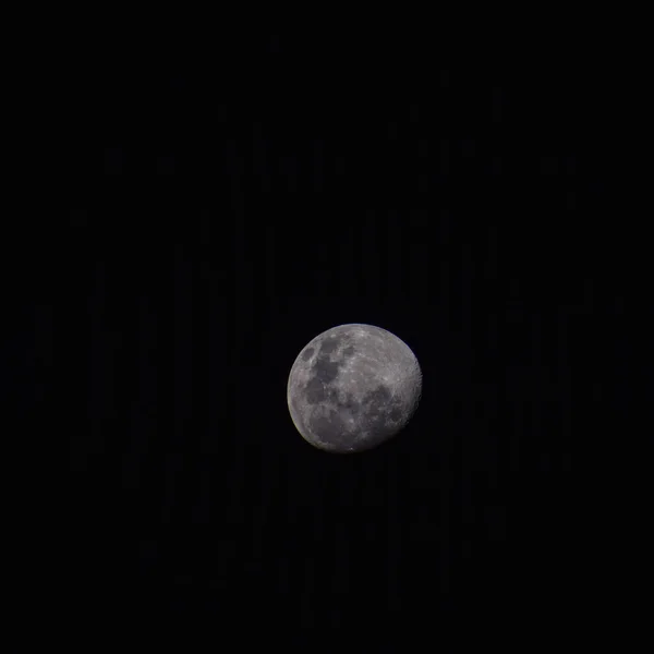 Gibbous Moon Lunar Eclipse Its Reflection Black Background —  Fotos de Stock