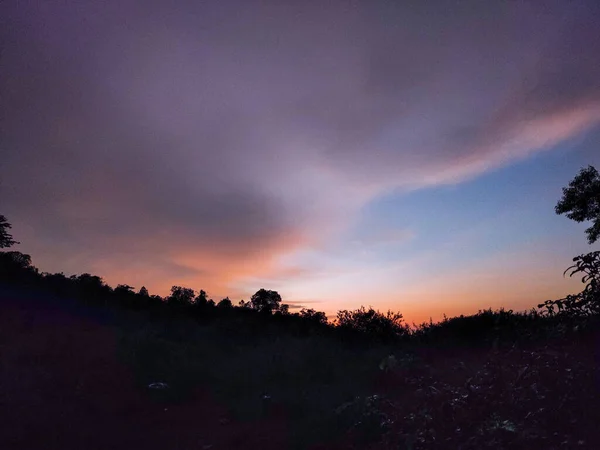 Belo Pôr Sol Sobre Floresta — Fotografia de Stock