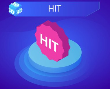 İzometrik tasarım simgesine bas. Vektör web illüstrasyonu. 3d renkli konsept