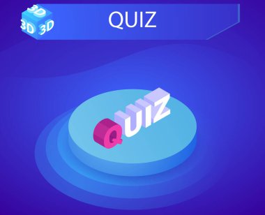 Quiz izometrik tasarım ikonu. Vektör web illüstrasyonu. 3d renkli konsept