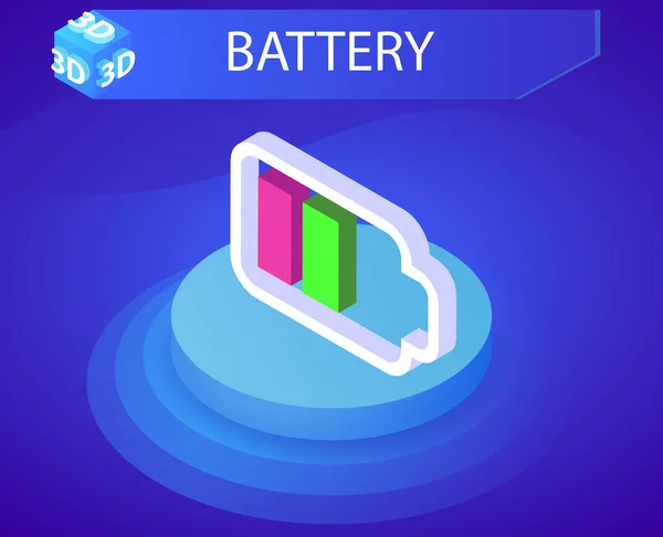 Batterieisometrisches Design Symbol Vektor Web Illustration Buntes Konzept — Stockvektor