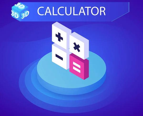 Calculator Isometric Design Icon Vector Web Illustration Colorful Concept — Stock Vector