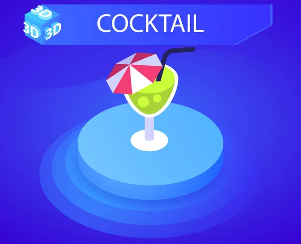 Cocktail Ícone Design Isométrico Ilustração Web Vetorial Conceito Colorido — Vetor de Stock