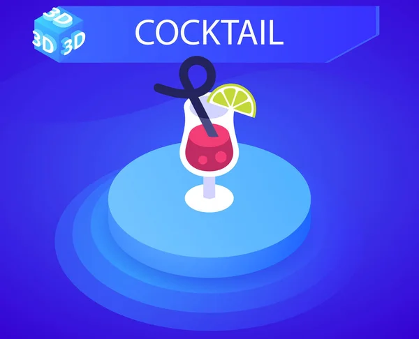 Cocktail Ícone Design Isométrico Ilustração Web Vetorial Conceito Colorido — Vetor de Stock